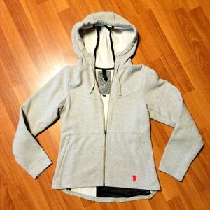 Chrome full zip hoodie w/3 zipped pockets & thumb holes